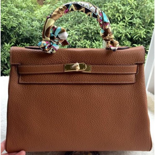 Hermes Kelly 32 см чанта през рамо кафява телешка кожа K32CL злато