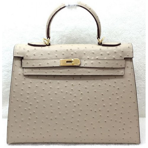Hermes Kelly 32 см чанта през рамо Ostrich Leather K32LI кайсия