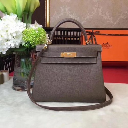 Hermes Kelly 32 см чанта през рамо TOGO кожа KY32 сива