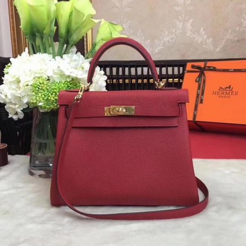 Hermes Kelly 32 см чанта през рамо TOGO кожа KY32 червена