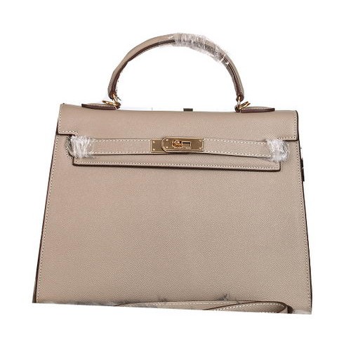 Hermes Kelly 32 см чанти през рамо от зърнеста кожа, сиви