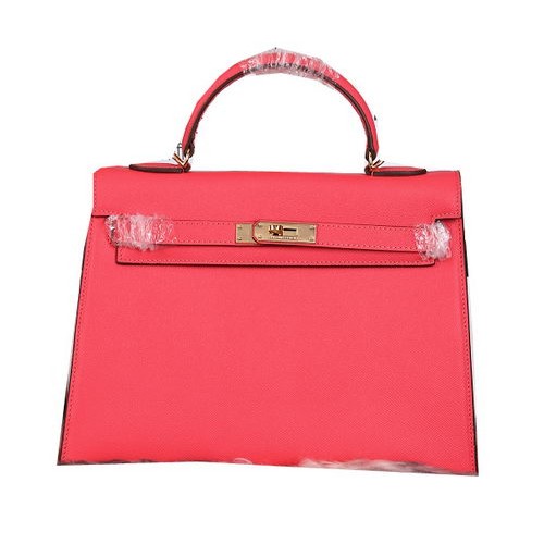 Hermes Kelly 32 см чанти през рамо от зърнеста кожа червени