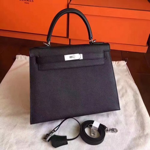 Hermes Kelly 32 см чанти през рамо оригинални espom кожа черни