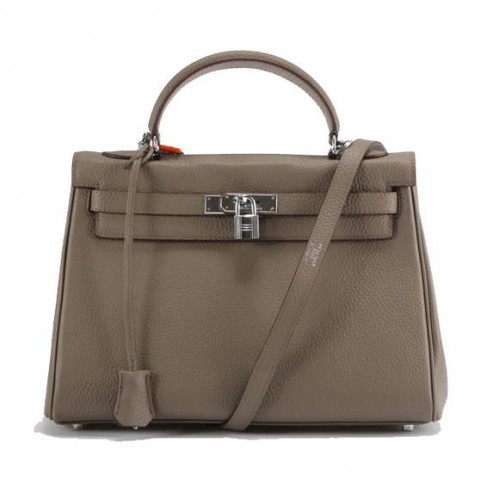 Hermes Kelly 32 см Togo кожени чанти 6018 тъмно сиво сребро