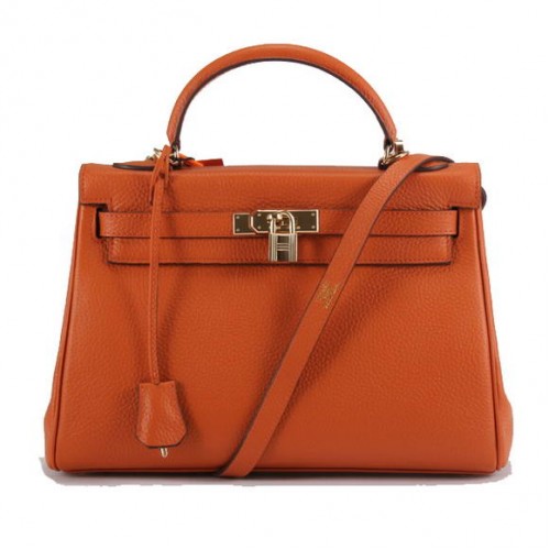 Hermes Kelly 32 см Togo кожени чанти 6018 оранжево златисто