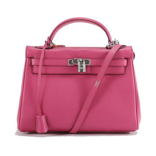 Hermes Kelly 32 см Togo кожени чанти 6018 розово сребро
