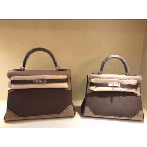 Чанта Hermes Kelly 32см/28см, кожена, KY28, Гари