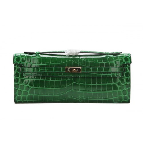 Hermes Kelly чанта за съединител Croco кожа K1002 зелено