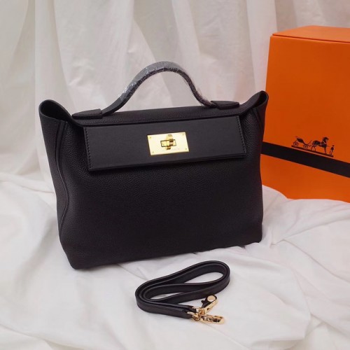Кожена чанта Hermes Kelly Togo H2424 черна