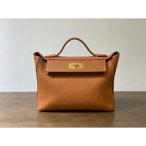 Hermes Kelly Original Togo кожена чанта H2424 златисто-кафява