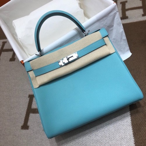 Hermes Kelly чанта за рамо оригинална TOGO кожа KY3255 небесно синьо