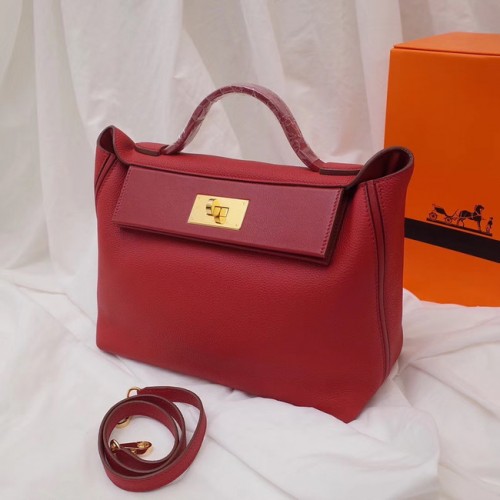 Кожена чанта Hermes Kelly Togo H2424 червена