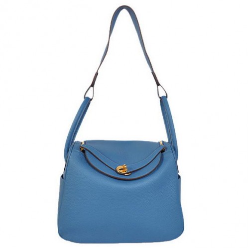 Hermes Lindy 30CM Havanne чанти 1057 сини кожени златни хардуерни елементи