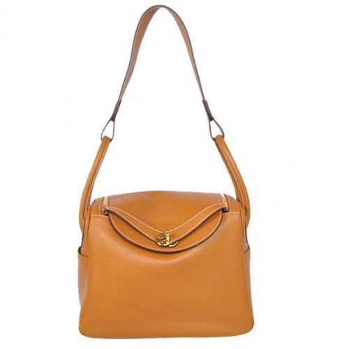 Hermes Lindy 30CM Havanne чанти 1057 камила кожа златен хардуер