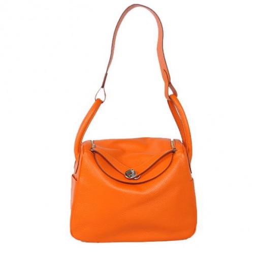 Hermes Lindy 30CM Havanne чанти 1057 оранжева кожа сребърен хардуер