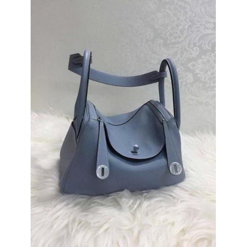 Hermes Lindy 30CM Оригинална кожена чанта през рамо HLD30 светло синя
