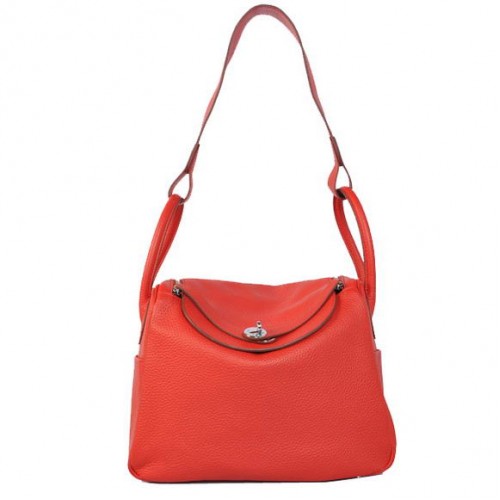 Hermes Lindy 30CM Havanne чанти 1057 червена кожа сребърен хардуер