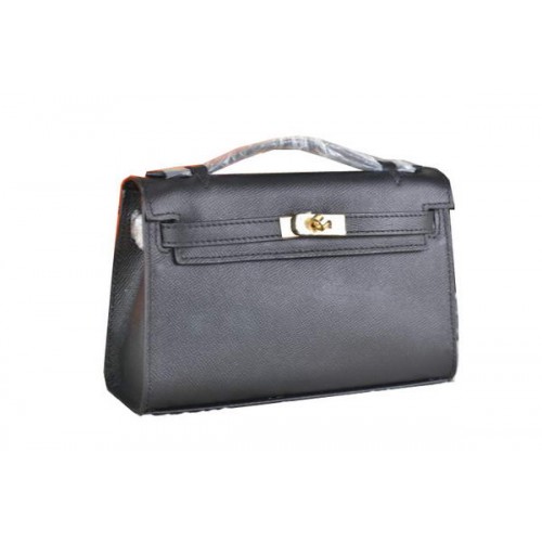Hermes MINI Kelly 22 см чанта от телешка кожа, черна