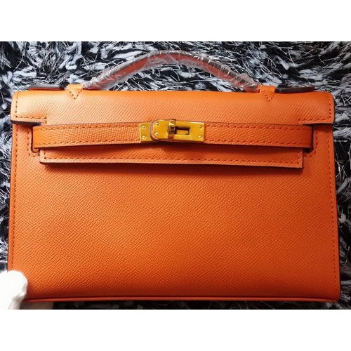 Hermes MINI Kelly 22 см чанта от телешка кожа K011 оранжево
