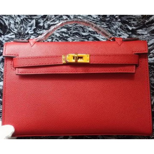 Hermes MINI Kelly 22 см чанта от телешка кожа K011 червено