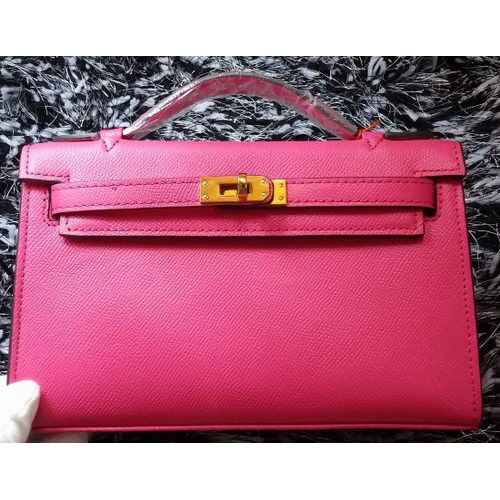 Hermes MINI Kelly 22 см чанта от телешка кожа K011 роза