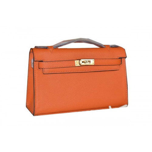 Hermes MINI Kelly 22 см чанта от телешка кожа, оранжева