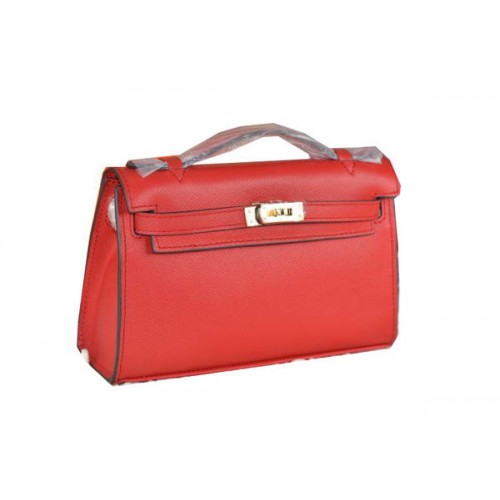 Hermes MINI Kelly 22 см чанта от телешка кожа, червена