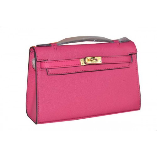Hermes MINI Kelly 22 см чанта от телешка кожа, розова
