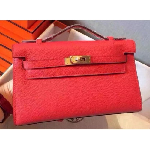 Hermes MINI Kelly 22 см чанта от телешка кожа K22 червено
