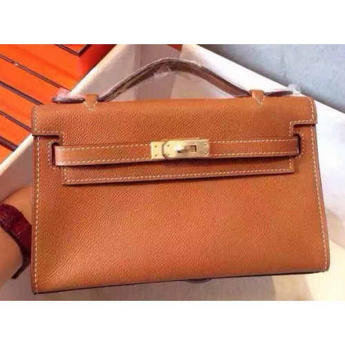 Hermes MINI Kelly 22 см чанта от телешка кожа K22 пшеница