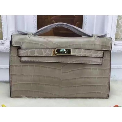 Hermes MINI Kelly 22 см чанта от крокодилова кожа KL22 сива