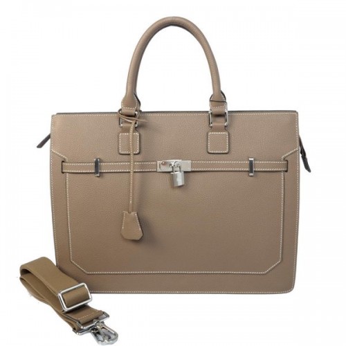 Мъжка чанта Hermes Kelly от телешка кожа H5229 сива