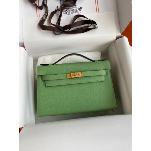 Hermes Original Epsom Leather KEL2278 зелено-златист метал