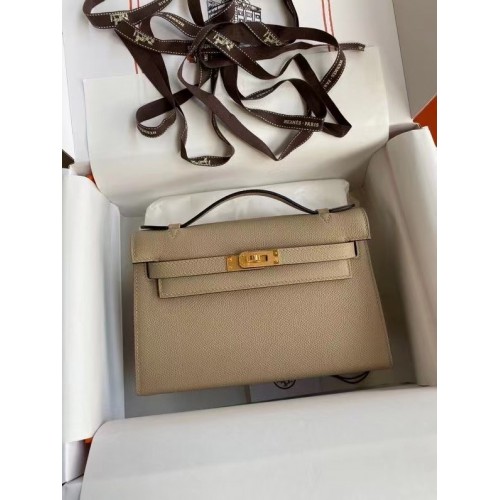 Hermes Original Epsom Leather KEL2278 сив и златист метал