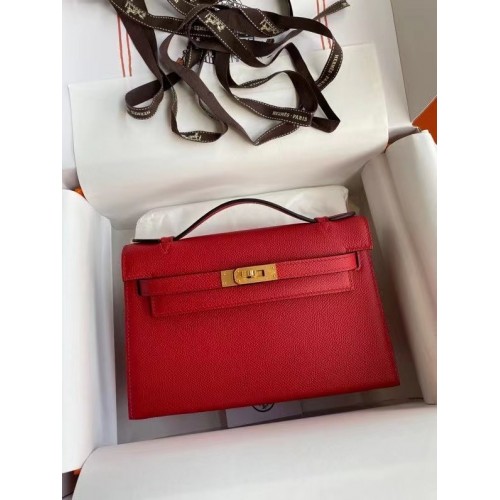 Hermes Original Epsom Leather KEL2278 червен и златист метал