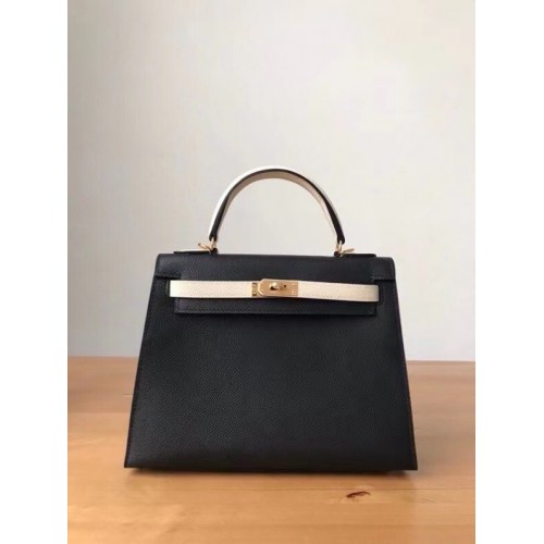 Hermes Original Epsom Leather KEL2578 черно и кремаво