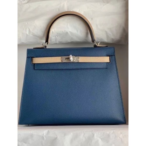 Hermes Original Epsom Leather KEL2578 синьо и сиво