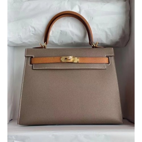Hermes Original Epsom Leather KEL2578 сиво и кафяво
