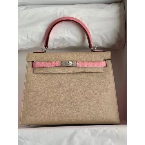 Hermes Original Epsom Leather KEL2578 светло сиво и розово
