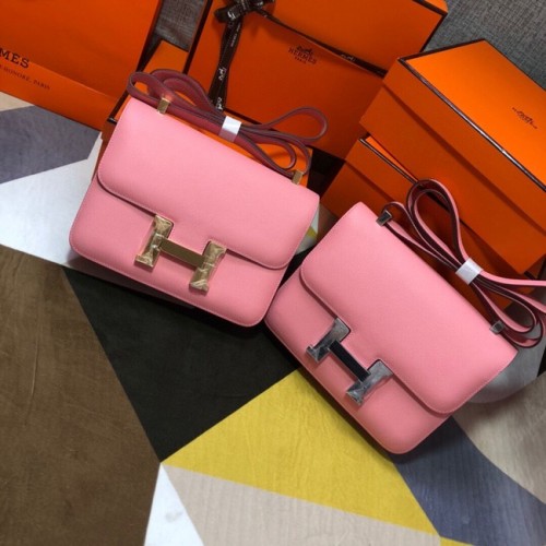Hermes оригинална чанта Espom кожа Constance 5333 розово