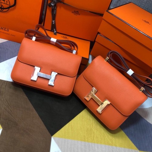 Hermes оригинална кожена чанта Constance Espom 5333 оранжева