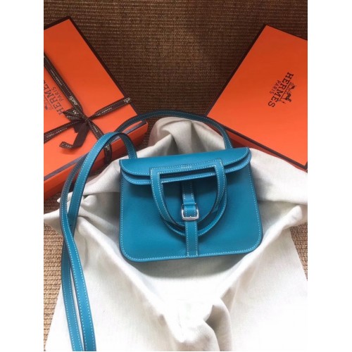 Hermes Original Halzan мини чанта H069523 синьо Занзибар