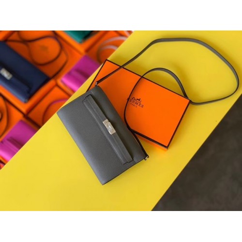 Hermes оригинална чанта от кожа Kelly Espom за вкъщи H4087 сива