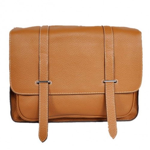 Мъжка чанта Hermes Steve 32 см, цвят Clemence Camel