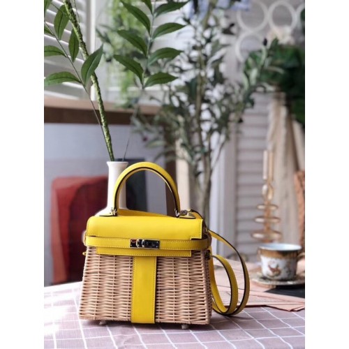 Чанта за пикник Hermes Kelly 9810 жълта