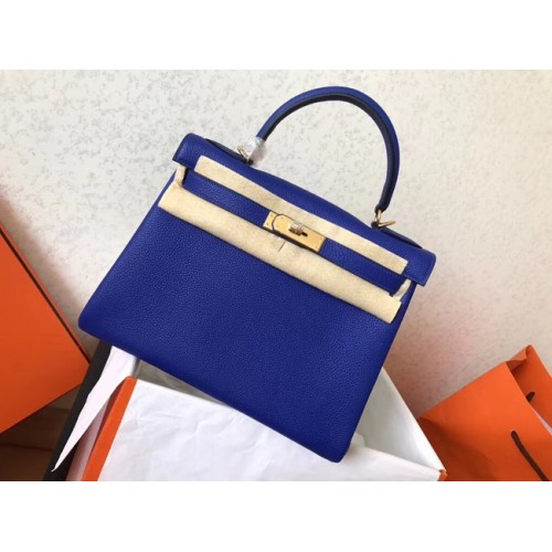 Hermes оригинална Togo кожена чанта Kelly KL320 синя