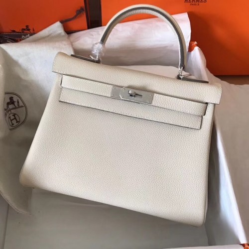 Hermes оригинална Togo кожена чанта Kelly KL320 кремава