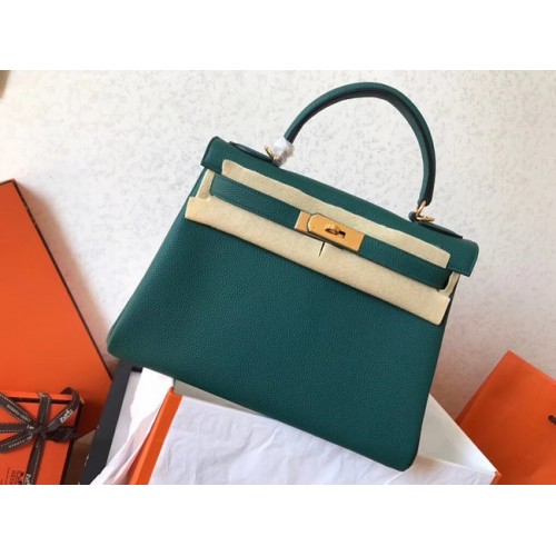 Hermes оригинална Togo кожена чанта Kelly KL320 зелена