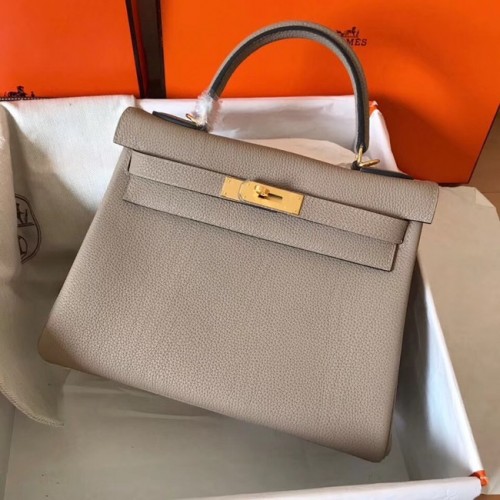 Hermes оригинална Togo кожена чанта Kelly KL320 сива