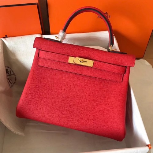 Hermes оригинална Togo кожена чанта Kelly KL320 червена